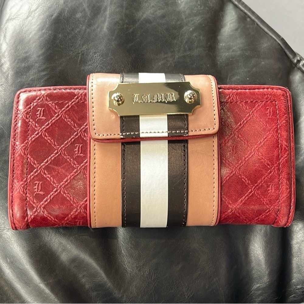 Sale 🔥 L.A.M.B. Red & Pink Luxury Line Leather Wallet. Like New!
